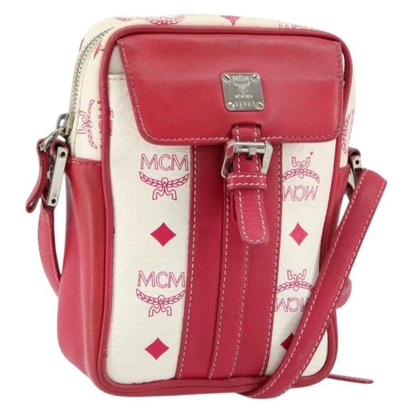 MCM Handbags - MCM Vicetos Logogram Shoulder Bag PVC Leather White Silver Auth 153908